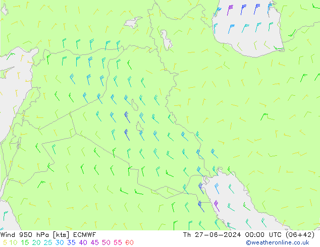 Wind 950 hPa ECMWF Th 27.06.2024 00 UTC