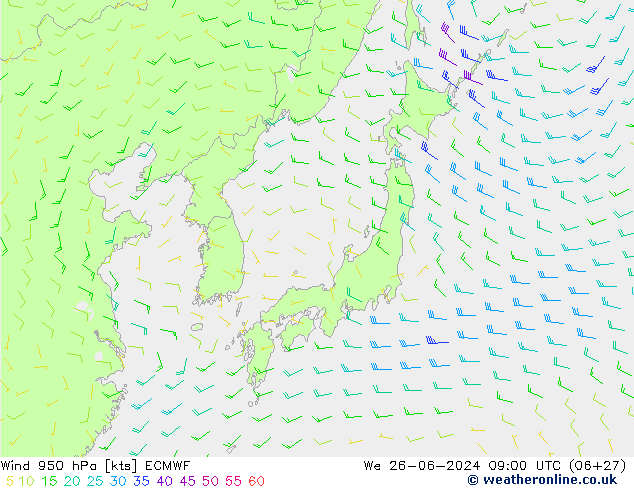 Wind 950 hPa ECMWF St 26.06.2024 09 UTC