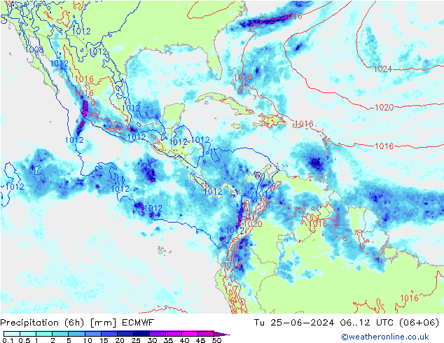 Z500/Rain (+SLP)/Z850 ECMWF вт 25.06.2024 12 UTC