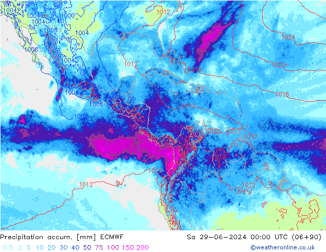 Precipitation accum. ECMWF So 29.06.2024 00 UTC