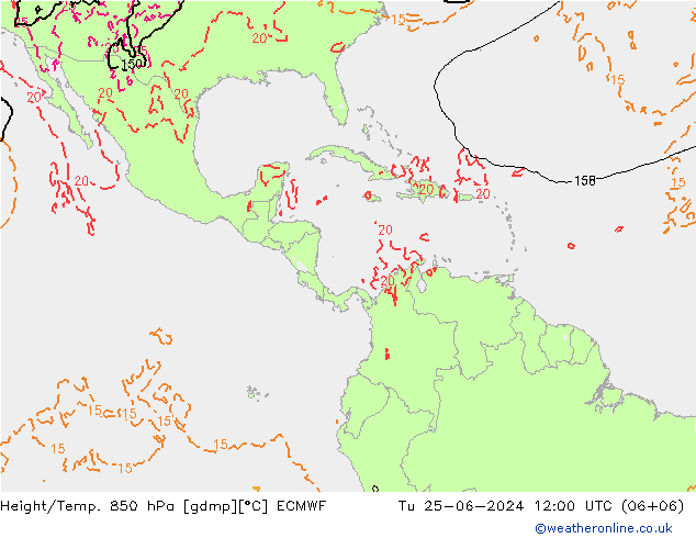 Z500/Rain (+SLP)/Z850 ECMWF вт 25.06.2024 12 UTC