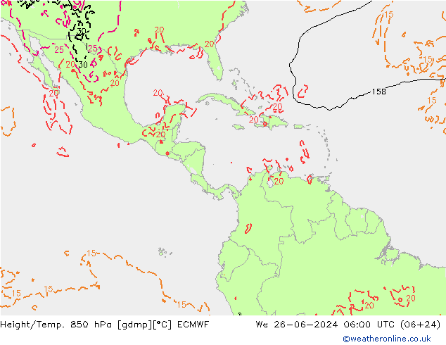 Z500/Rain (+SLP)/Z850 ECMWF Mi 26.06.2024 06 UTC