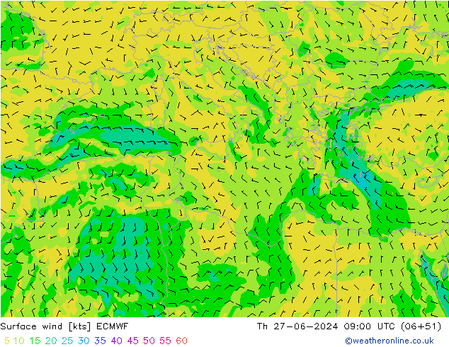 Surface wind ECMWF Th 27.06.2024 09 UTC
