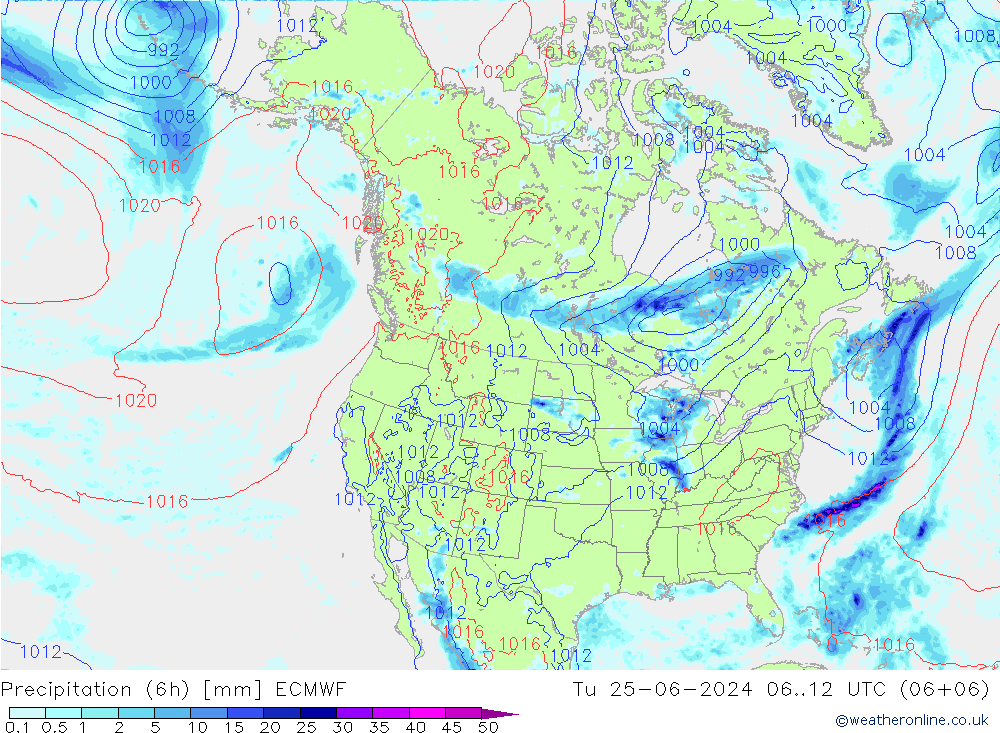 Z500/Rain (+SLP)/Z850 ECMWF Tu 25.06.2024 12 UTC