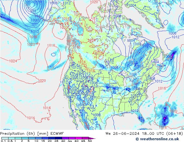 Z500/Rain (+SLP)/Z850 ECMWF We 26.06.2024 00 UTC