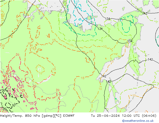 Z500/Rain (+SLP)/Z850 ECMWF mar 25.06.2024 12 UTC