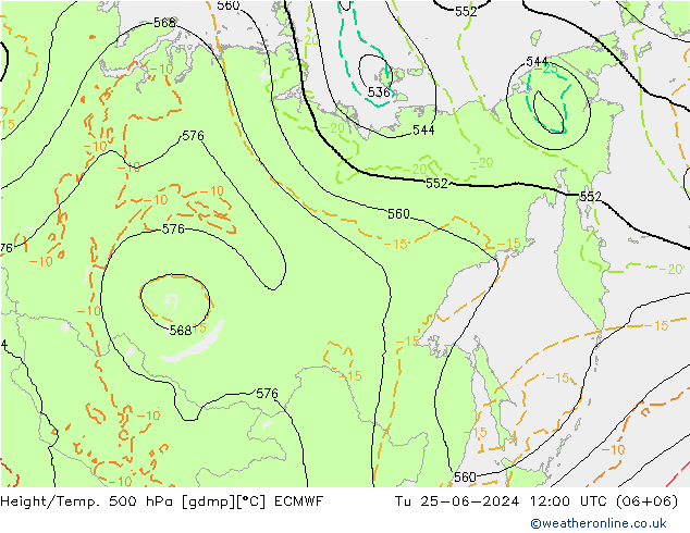 Z500/Rain (+SLP)/Z850 ECMWF mar 25.06.2024 12 UTC