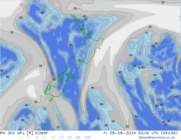 RH 300 гПа ECMWF пт 28.06.2024 00 UTC