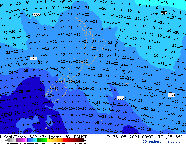 Z500/Yağmur (+YB)/Z850 ECMWF Cu 28.06.2024 00 UTC