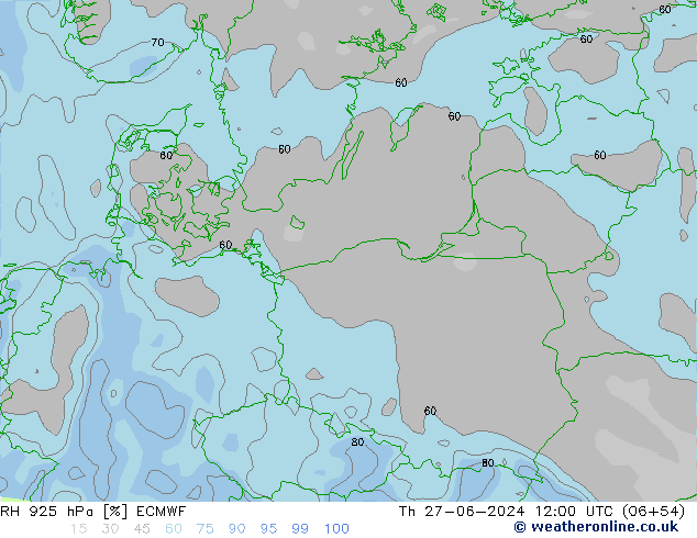 RH 925 hPa ECMWF Th 27.06.2024 12 UTC