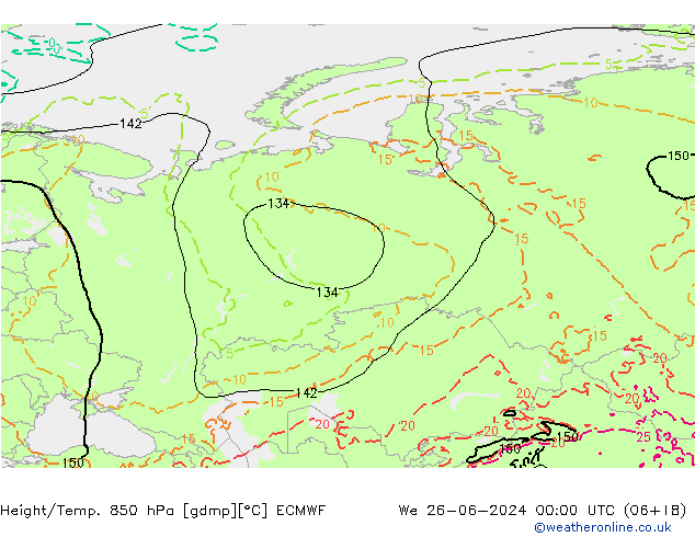 Z500/Rain (+SLP)/Z850 ECMWF We 26.06.2024 00 UTC