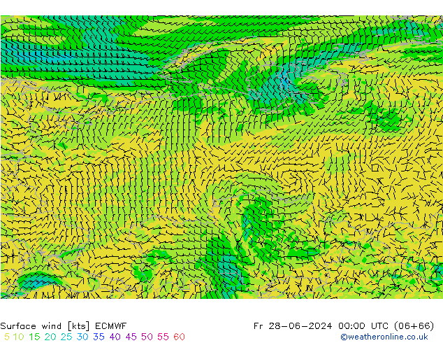 Surface wind ECMWF Fr 28.06.2024 00 UTC