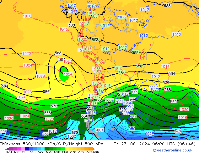 Thck 500-1000hPa ECMWF Čt 27.06.2024 06 UTC