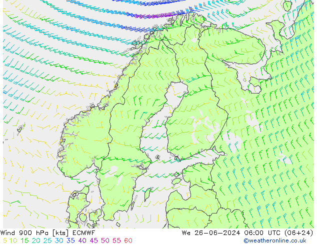 Wind 900 hPa ECMWF We 26.06.2024 06 UTC