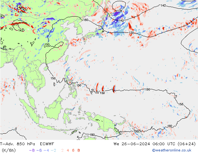 T-Adv. 850 hPa ECMWF St 26.06.2024 06 UTC