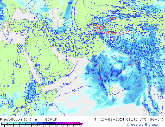 Z500/Rain (+SLP)/Z850 ECMWF Do 27.06.2024 12 UTC