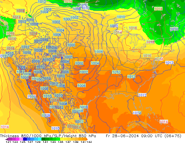 Thck 850-1000 hPa ECMWF Fr 28.06.2024 09 UTC