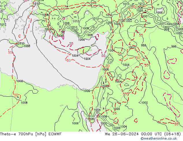 Theta-e 700гПа ECMWF ср 26.06.2024 00 UTC