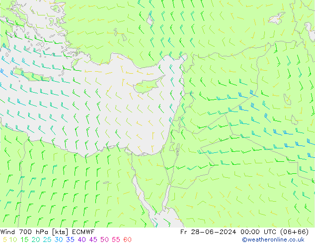 Wind 700 hPa ECMWF Fr 28.06.2024 00 UTC