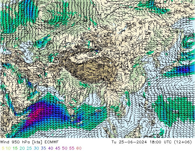 Wind 950 hPa ECMWF di 25.06.2024 18 UTC