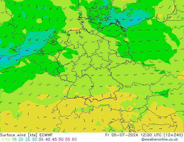 ветер 10 m ECMWF пт 05.07.2024 12 UTC