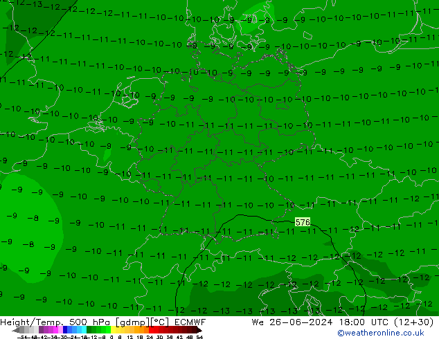 Z500/Rain (+SLP)/Z850 ECMWF Mi 26.06.2024 18 UTC