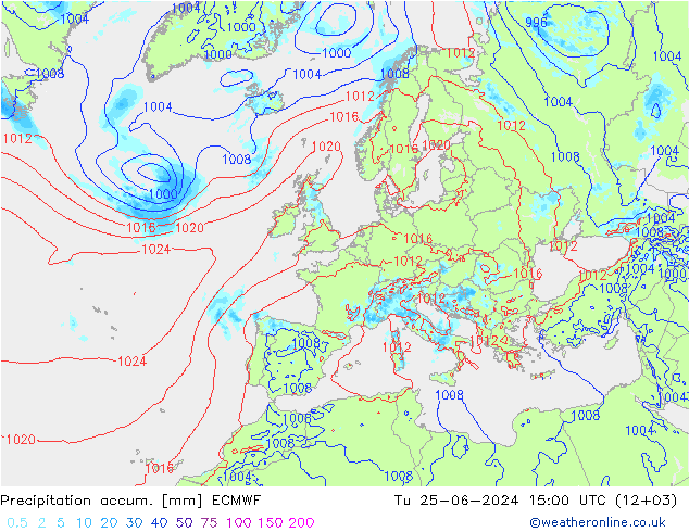 Totale neerslag ECMWF di 25.06.2024 15 UTC