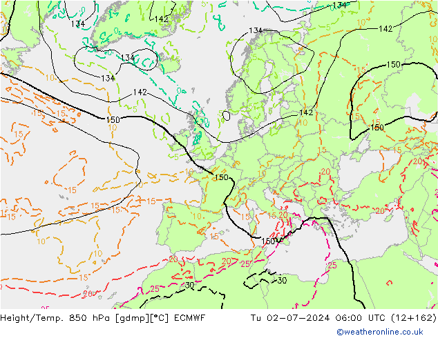Z500/Rain (+SLP)/Z850 ECMWF Tu 02.07.2024 06 UTC
