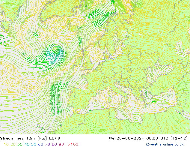 风 10m ECMWF 星期三 26.06.2024 00 UTC