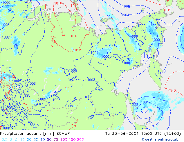 Precipitation accum. ECMWF Tu 25.06.2024 15 UTC