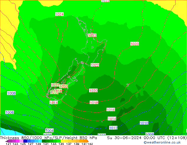 Thck 850-1000 hPa ECMWF Dom 30.06.2024 00 UTC