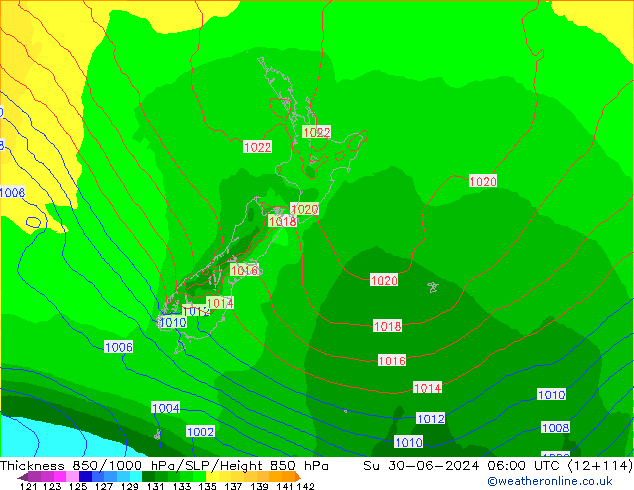 Thck 850-1000 hPa ECMWF Su 30.06.2024 06 UTC