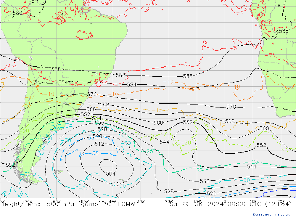 Z500/Regen(+SLP)/Z850 ECMWF za 29.06.2024 00 UTC