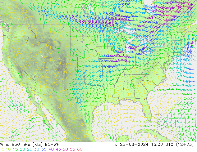 Wind 850 hPa ECMWF Di 25.06.2024 15 UTC