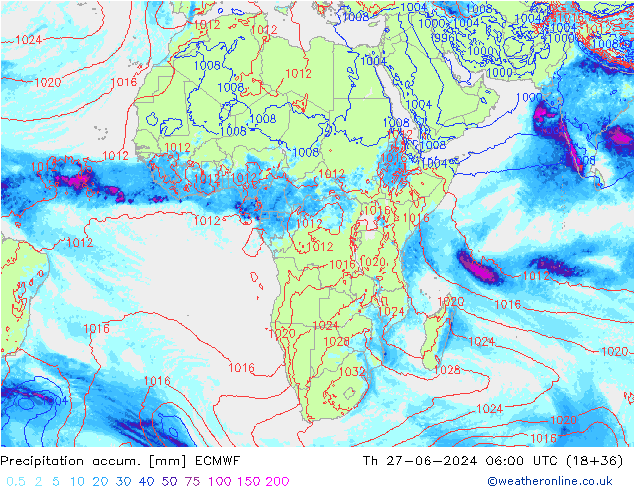 Toplam Yağış ECMWF Per 27.06.2024 06 UTC