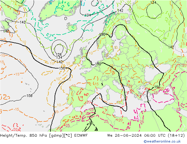 Z500/Rain (+SLP)/Z850 ECMWF 星期三 26.06.2024 06 UTC