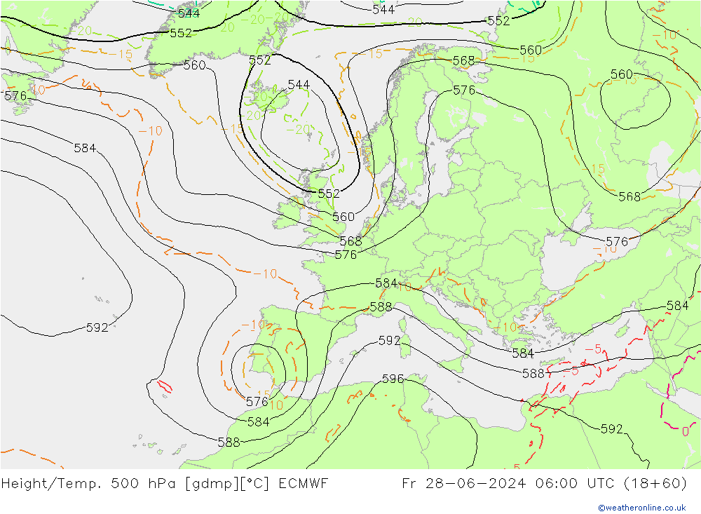 Z500/Rain (+SLP)/Z850 ECMWF 星期五 28.06.2024 06 UTC