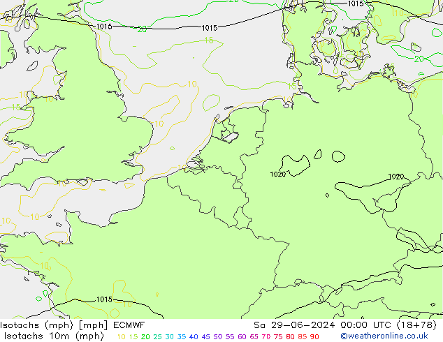 Isotachs (mph) ECMWF Sa 29.06.2024 00 UTC