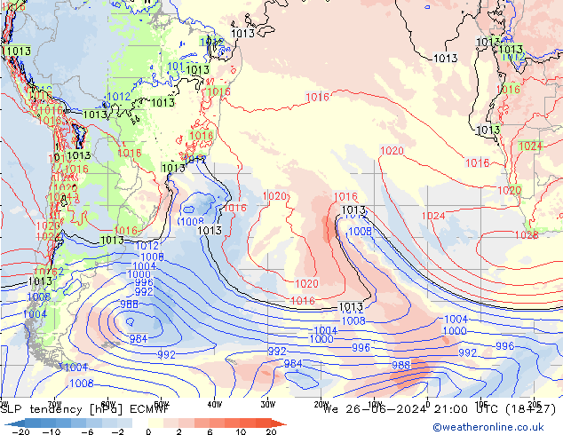 Druktendens (+/-) ECMWF wo 26.06.2024 21 UTC