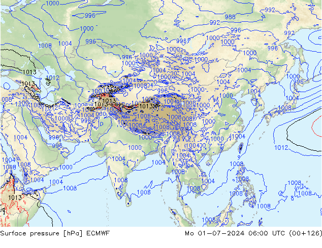 Luchtdruk (Grond) ECMWF ma 01.07.2024 06 UTC