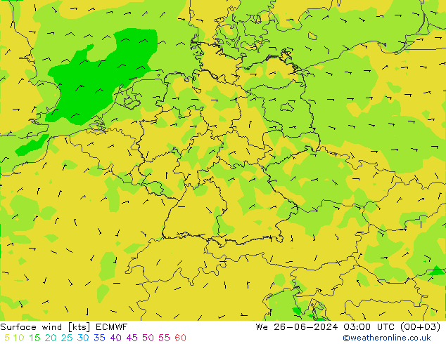风 10 米 ECMWF 星期三 26.06.2024 03 UTC