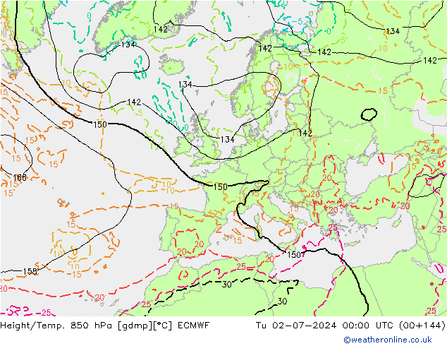 Z500/Rain (+SLP)/Z850 ECMWF Tu 02.07.2024 00 UTC