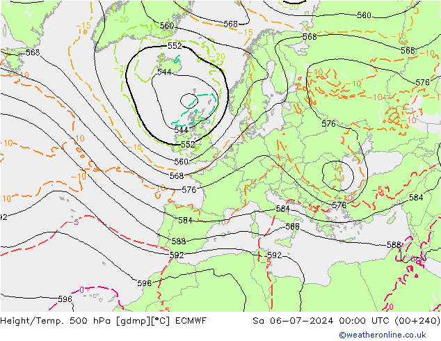 Hoogte/Temp. 500 hPa ECMWF za 06.07.2024 00 UTC