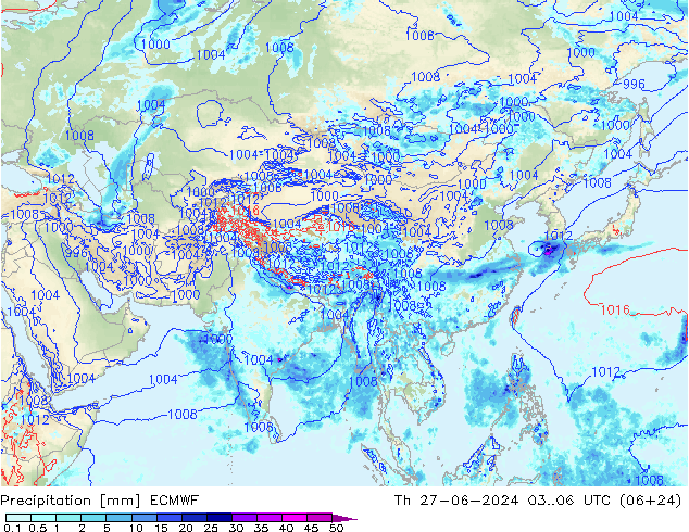 Neerslag ECMWF do 27.06.2024 06 UTC