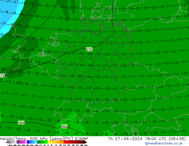 Hoogte/Temp. 500 hPa ECMWF do 27.06.2024 18 UTC