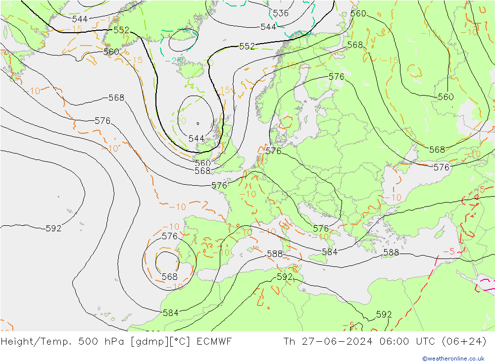 Z500/Regen(+SLP)/Z850 ECMWF do 27.06.2024 06 UTC