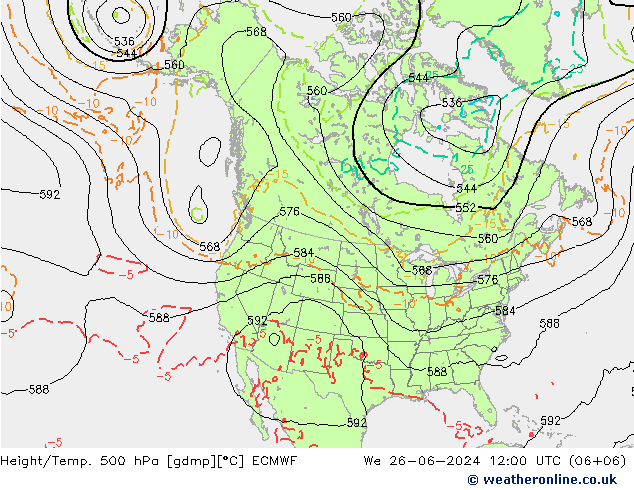 Z500/Rain (+SLP)/Z850 ECMWF 星期三 26.06.2024 12 UTC
