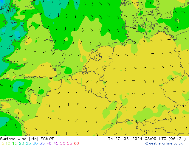 风 10 米 ECMWF 星期四 27.06.2024 03 UTC