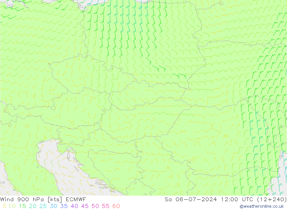 Wind 900 hPa ECMWF za 06.07.2024 12 UTC