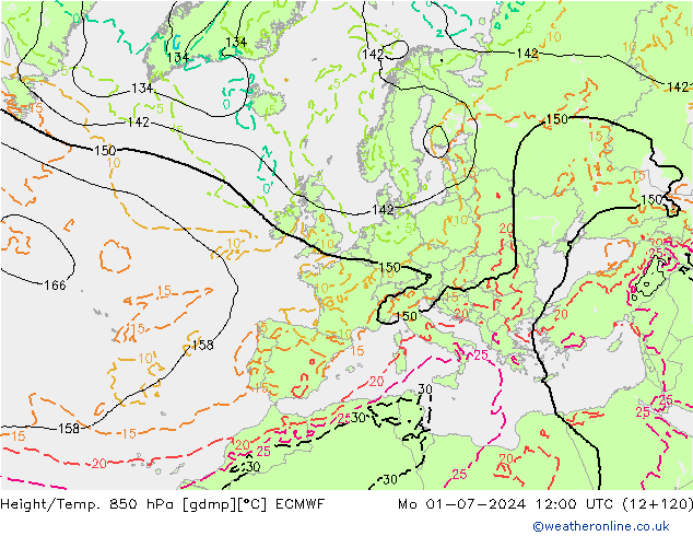 Z500/Regen(+SLP)/Z850 ECMWF ma 01.07.2024 12 UTC